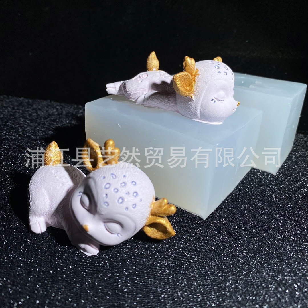 3D tridimensional epoxi Flor del ciruelo ciervos forma de silicona molde decoración de yeso vela creativa mousse molde de chocolate