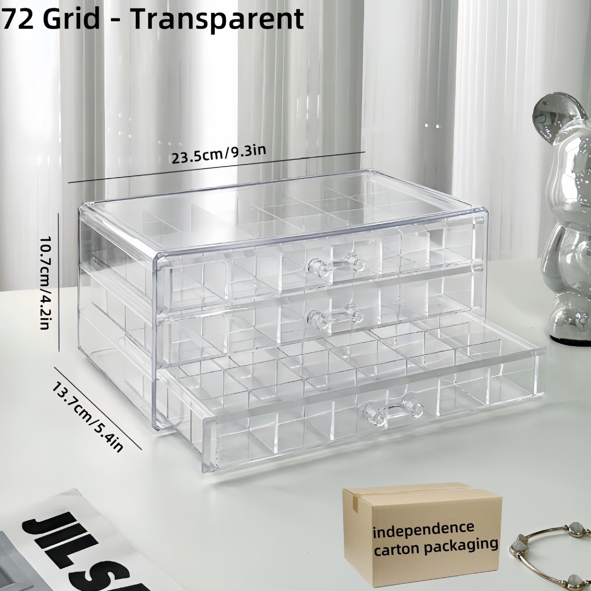 Transparent (carton + bubble packaging)