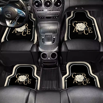 Car Mat Universal Main Driving Car Universal Foot Pad - ink-based-camellia-four-piece-set-front-x2-back-x2-diatom-mud
