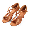 Latin dance shoes mid -high heel dance shoes Latin dance satin noodles dance shoe room silk satin dance shoes