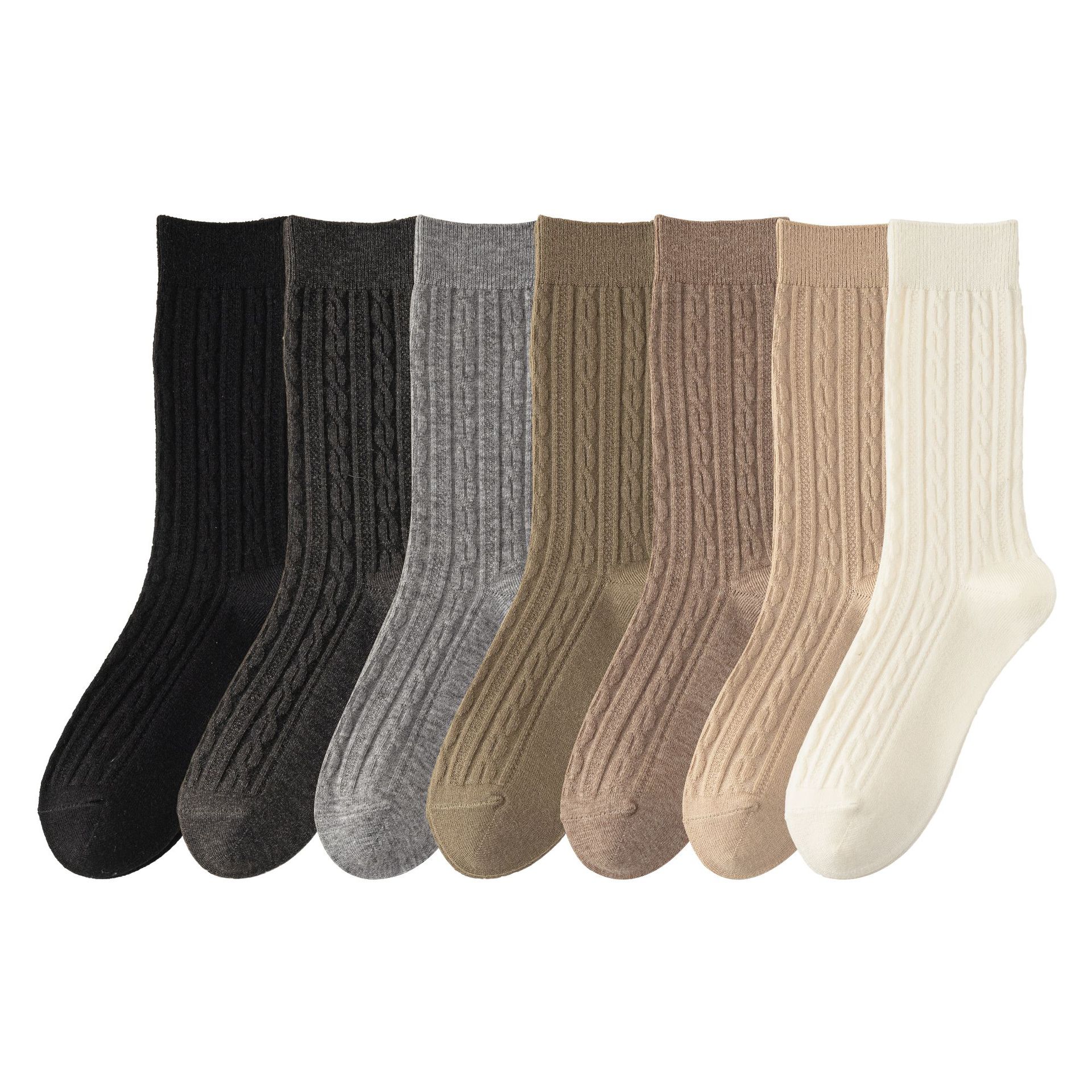 Calcetines para mujeres, calcetines de lana calientes de invierno, calcetines de lana de invierno de doble aguja, calcetines de mujer resistentes a la bola.