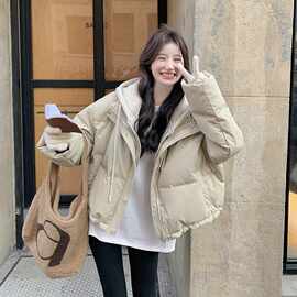 超好看高级感假两件羽绒服女2025冬季新款小个子拼接连帽白鸭绒服
