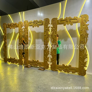 亚克力加工定制源头厂家  金色浮雕设计背景墙装饰