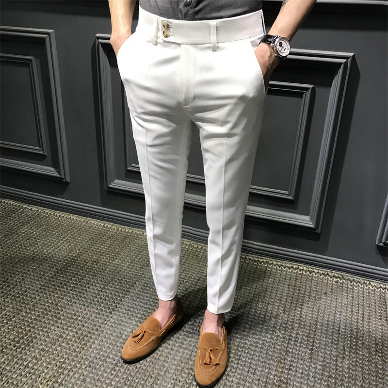 Summer Western Pants Men's Korean-style Slim-fit Men's Western Pants Small Foot Cropped Casual Pants Fashionable Men's Thin Pants