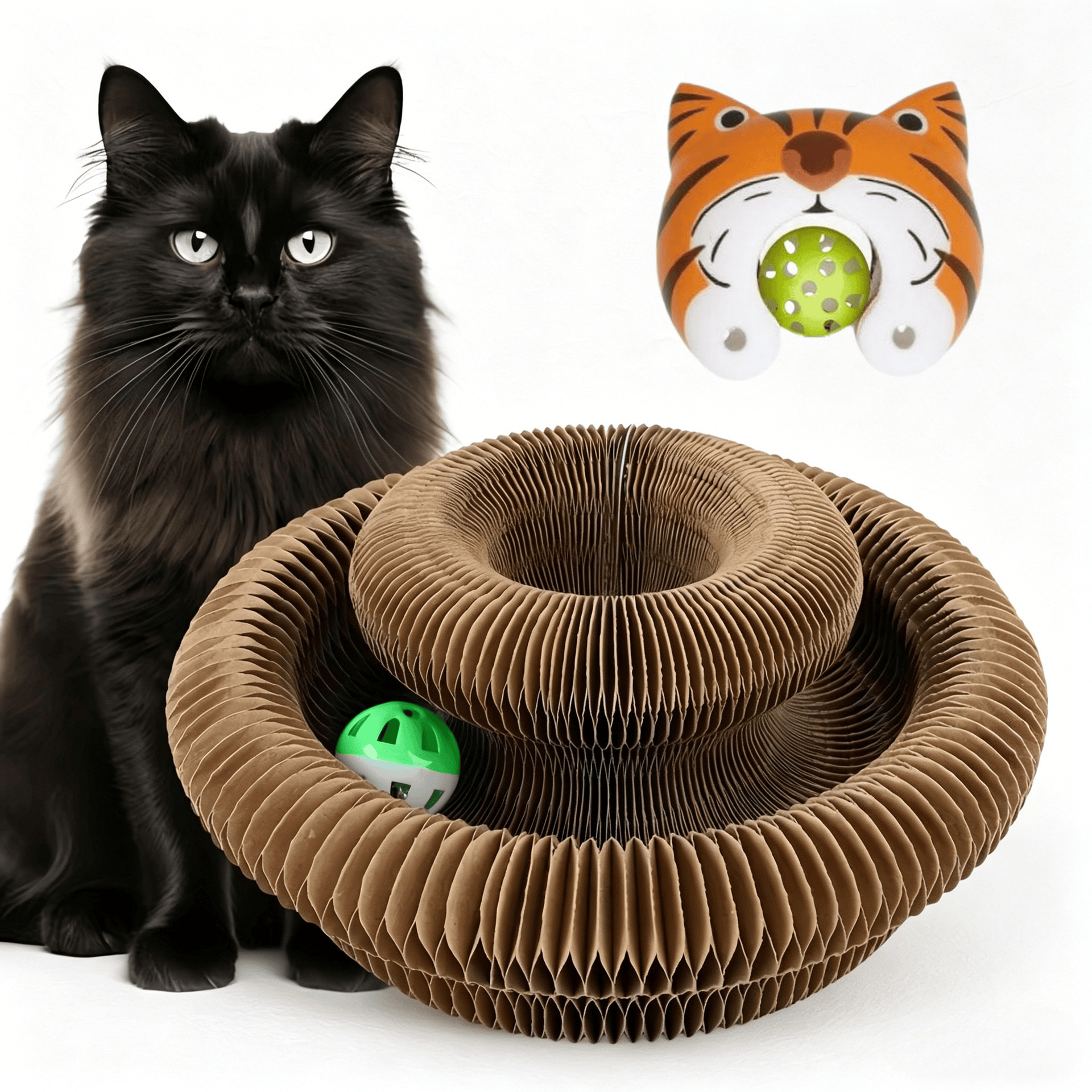 Órgano mágico para gatos agarrar tablero juguete para gatos auto-hi alivio de aburrimiento con campana papel corrugado resistente al agarramiento plegable juguete para gatos
