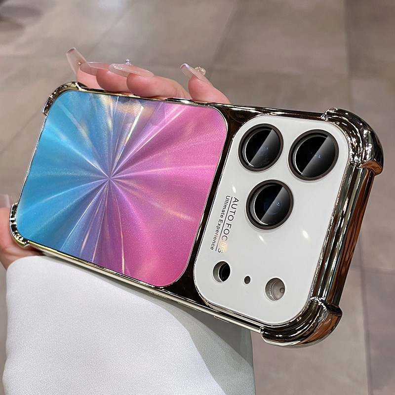 Gran ventana aurora láser de color CD para iPhone 16 proMax caso de teléfono móvil de segundo cambio 17 manzana 14 caso