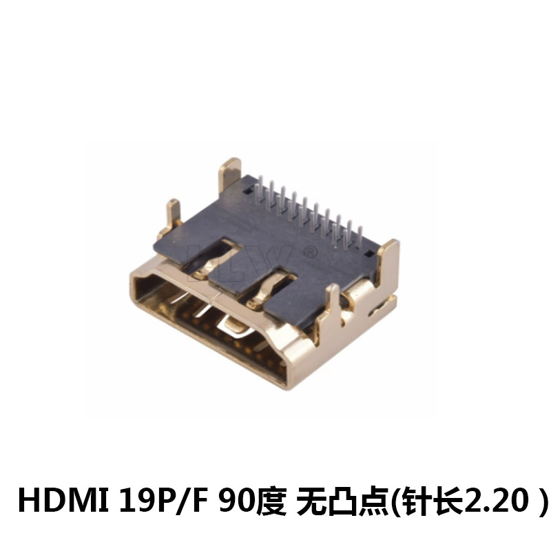 HDMI разъем на материнскую плату с левой колонной медной оболочкой, золотым покрытием, 180 градусов сварной кабель линии HDMI