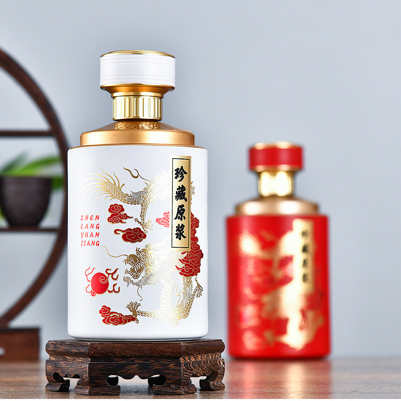 白酒玻璃瓶酱酒酒瓶仿陶瓷酒瓶全套包装厂家生产批发烫金烤花瓶