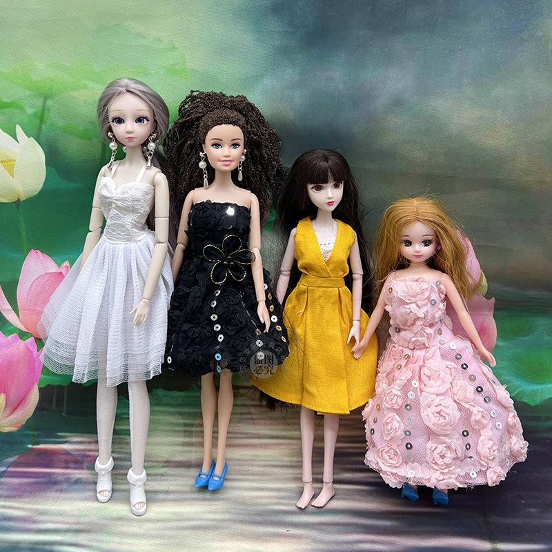 6 points doll wedding dress babi clothes mini skirt 30CM height foreign baby change vinyl doll skirt bar dress