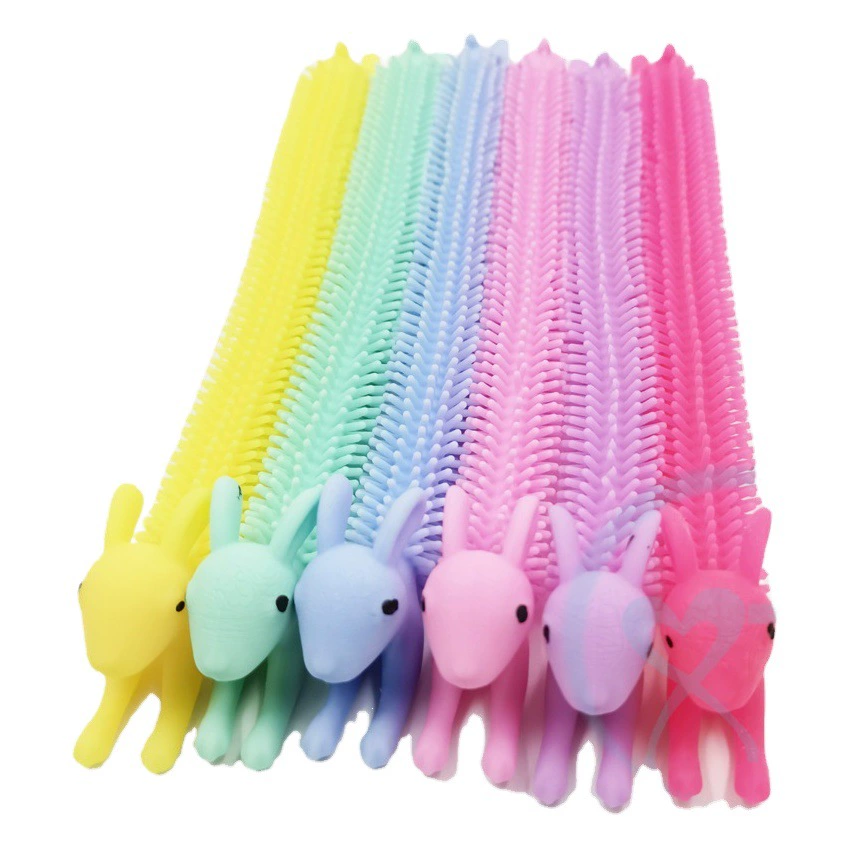 Трансграничные горячие продажи Пасхальный кролик Лала Декомпрессионная игрушка Вентиляционная лапша TPR Мягкий резиновый браслет с животными