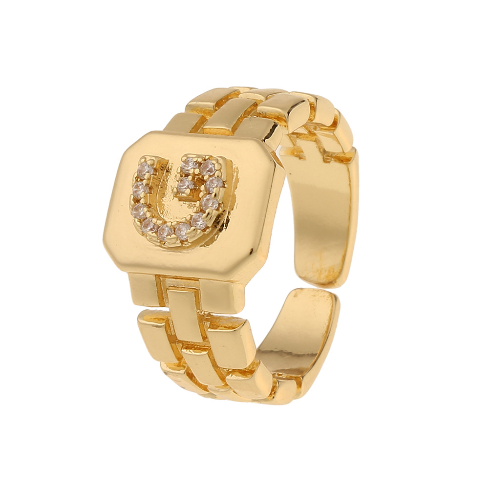 New Fashion Copper-plated 26 English Alphabet Open Ring display picture 4