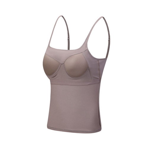 Women's belt-length chest padded camisole all-in-one bra black cup white inner base bra