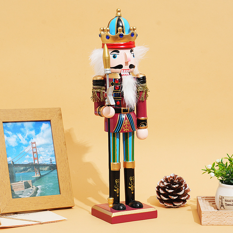 Foreign Trade Christmas Classic Wooden Nutcracker Doll Christmas Home Study Gift Crafts Ornaments Wholesale