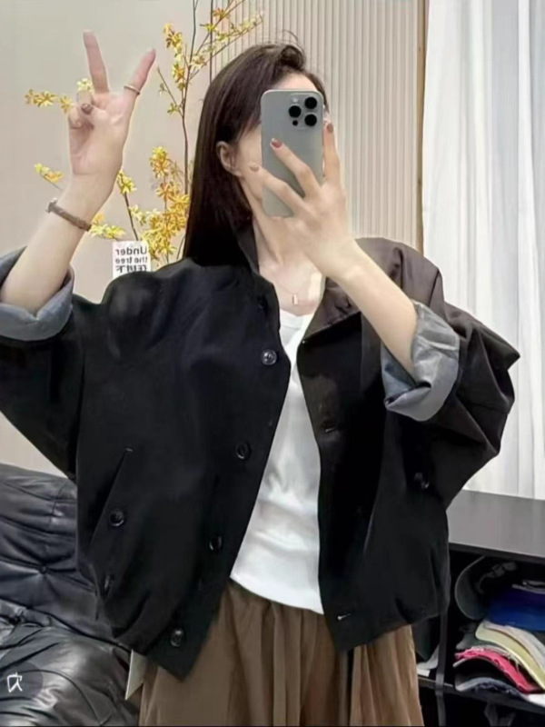 2025年秋款外套女宽松休闲韩版开衫长袖工装外套夹克衫上衣学院风|undefined