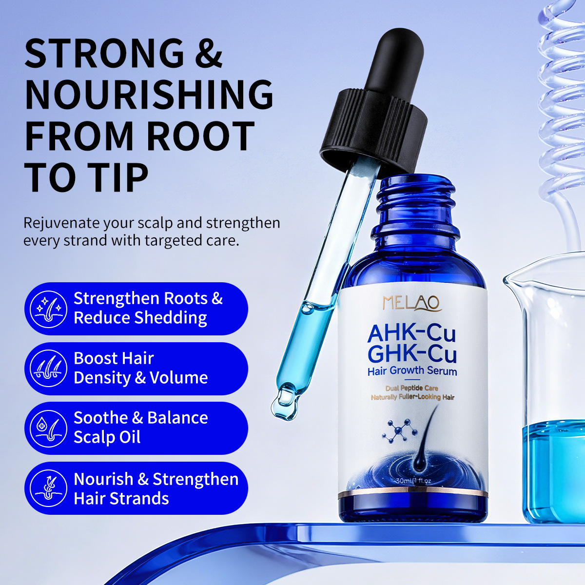 Grenzüberschreitende VC Originallösung feuchtigkeitsspendend und pflegend C-Vitamin Niacinamid Retinol PDRN Polypeptid Blaugrüner Kupfer Peptid Gesichtsessenz OEM