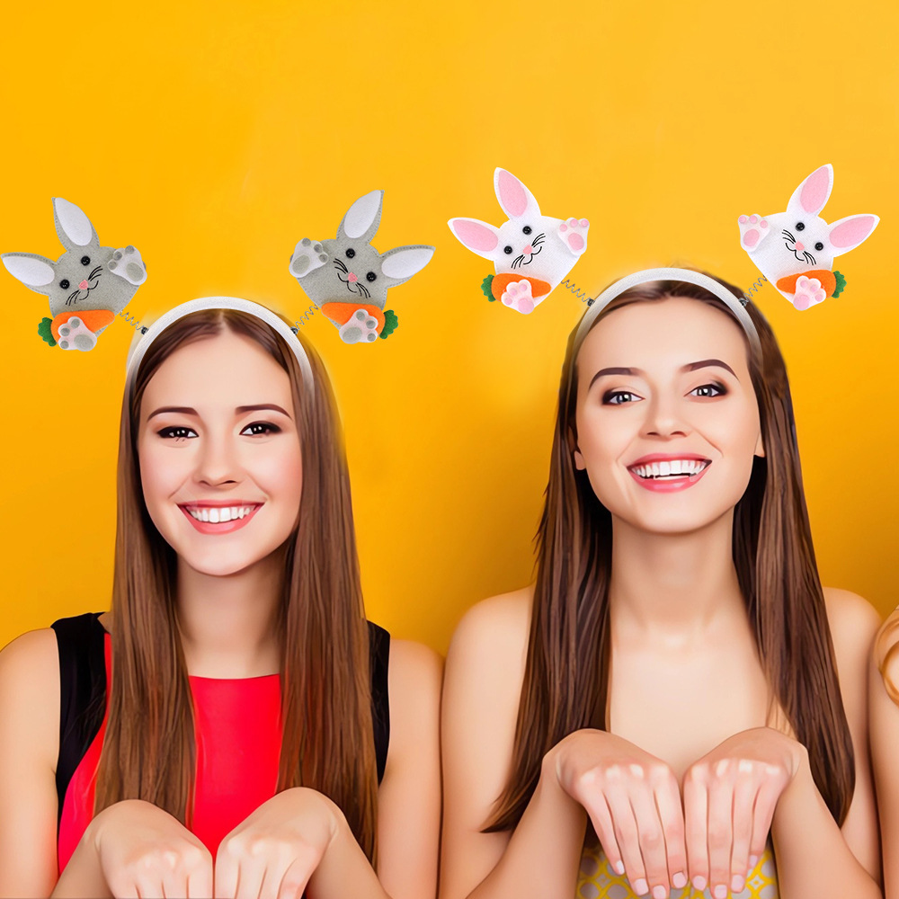 Amazon nueva decoración de pascua cabello cascada conejo pollo huevo tocado de dibujos animados para niños animales bandas de cabeza