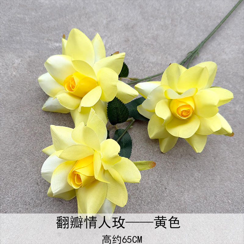 Nuevo 3 amantes Mei Flip Flores simuladas de boda Auditorio Road Flores falsas de la decoración de la sala de estar
