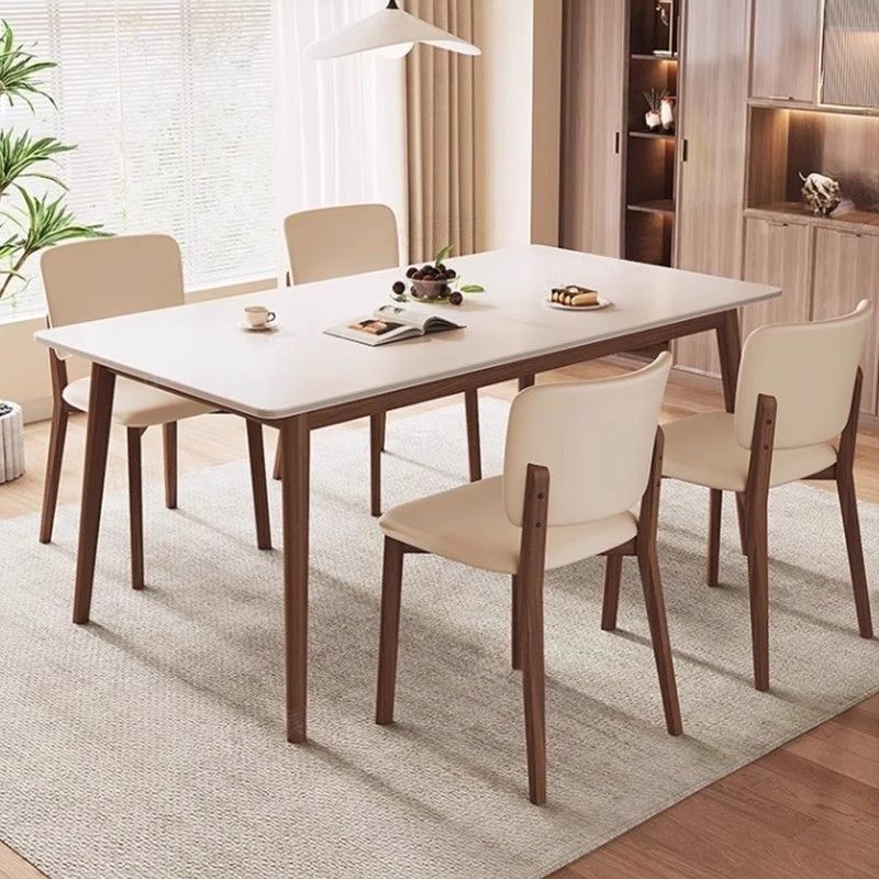 Slate Dining Table and Chair Combination for Home Small Apartment Log Style Simple New Restaurant Thickened Rectangular Dining Table
