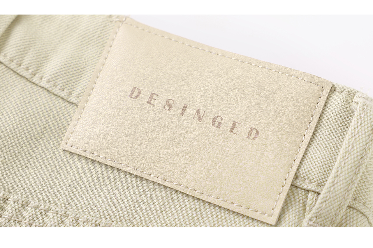 Quần jean nữ ống rộng cạp cao vải denim co giãn 4 chiều, phong cách vintage, dáng suông thoải mái — màu kaki chi tiết 32
