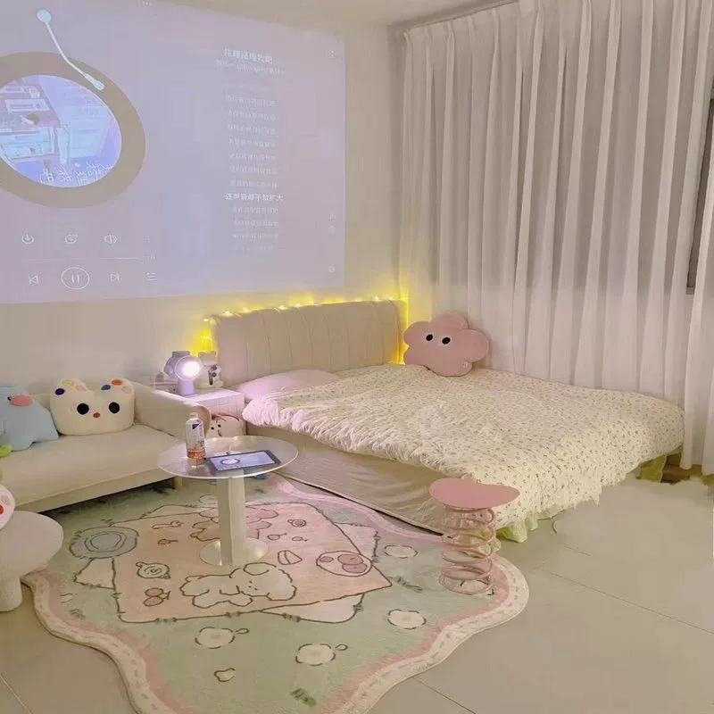 Ковер из искусственного кашемира, милый девчачий розовый коврик для пола, утолщенный коврик для спальни, журнальный столик, диван, гостиная