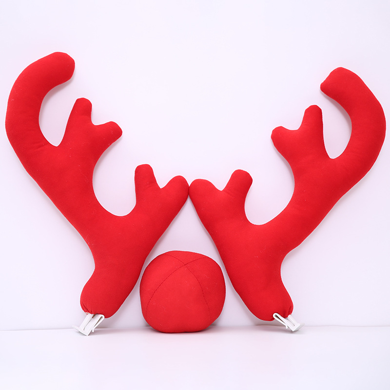 Auto de Navidad transfronterizo rojo gran cuerno de ciervo Navidad creativo muletas de decoración de automóviles árbol de Navidad decoraciones de automóviles