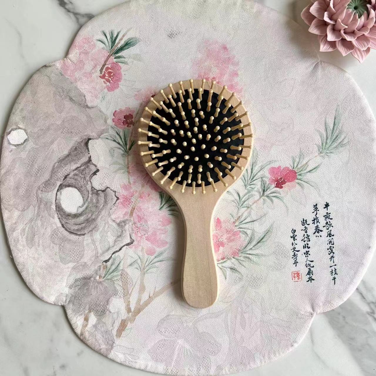 Bolsa de aire loto peine de madera cojín de aire masaje peine peluquería pelo liso maquillaje peine hogar boutique hemu peine placa grande peine