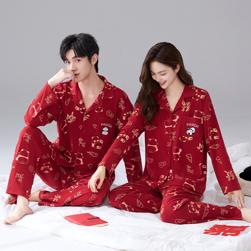 Pijamas de boda, nuevo matrimonio, vestido de terciopelo rojo, mujeres, otoño y invierno, hombre, nobles, parejas, pijamas, otoño y invierno