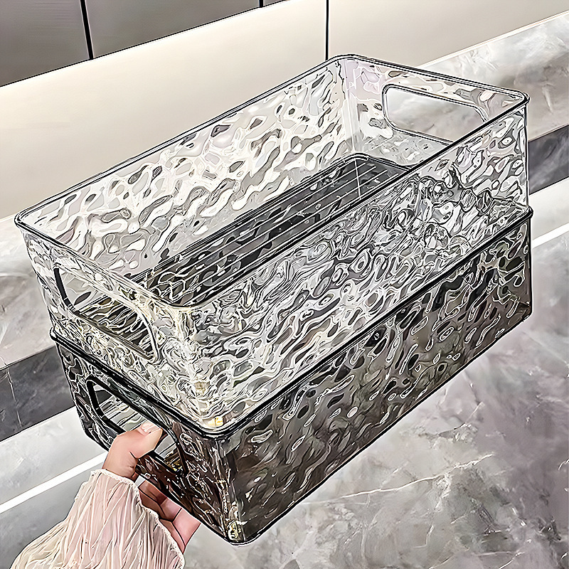 Glacier Pattern Cosmetic Storage Box Light Luxury High Beauty Toilet Desktop Fidelity Box Plastic Storage Basket with Handle