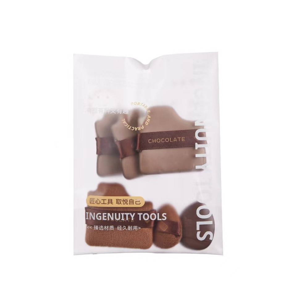 GECOMO Chocolate Puff Set Juego de 6 piezas de pelusa con los dedos Mini corrector de pulgar Maquillaje sin polvo