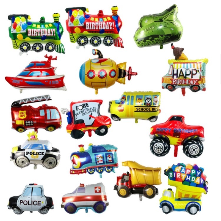 New Car Mini Large Aluminum Film Balloon Transportation Police Car Fire Truck Engineering Vehicle Shape Balloon
