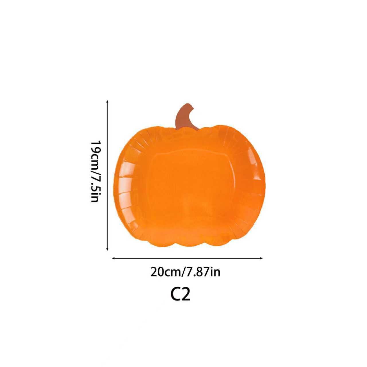 Transfronterizos Halloween forma de calabaza fiesta bandeja de papel desechable plato de fiesta conjunto de suministros de decoración