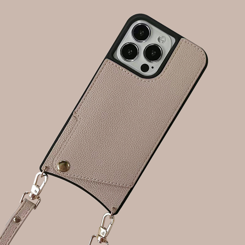 Funda para iPhone estilo cola de pez con ranura para tarjetas, correa cruzada y características antihuellas, compatible con Apple 17 Pro Max, disponible al por mayor.