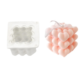 Cross-Border New Love Rubik's Cube Thin Single Hole Two Hole Aromatherapy Candle Silicone Mold Baking Cake Mold Grinding Tool