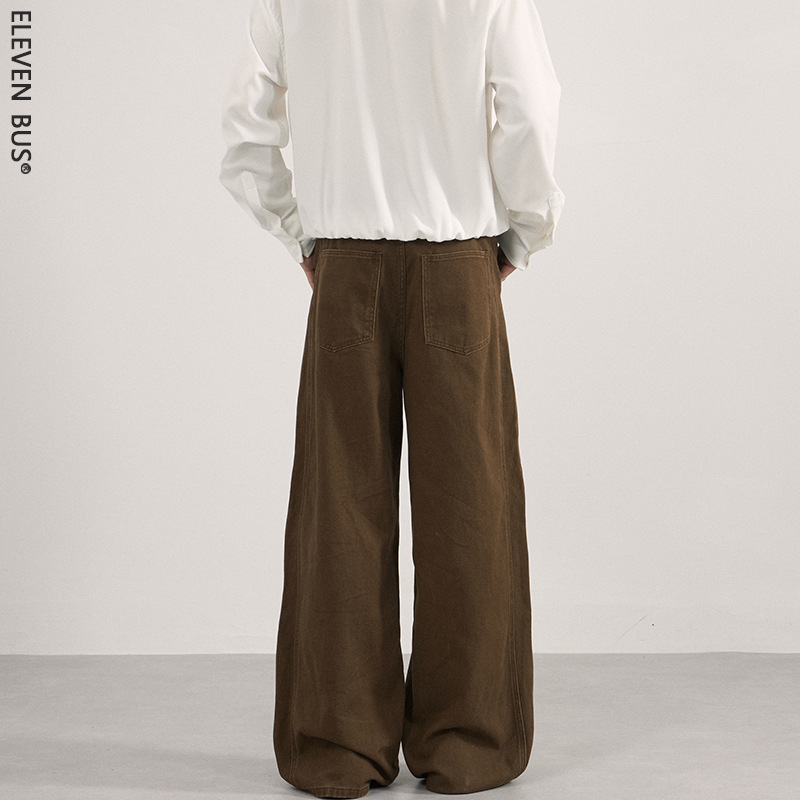 American Retro Distressed Wide-Leg Cargo Pants for Men and Women, Deconstructed Design, Loose Casual Pleated Floor-Length Pants