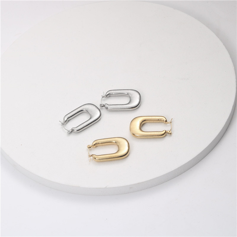 Fashion U Shape Titanium Steel Plating Earrings 1 Pair display picture 6