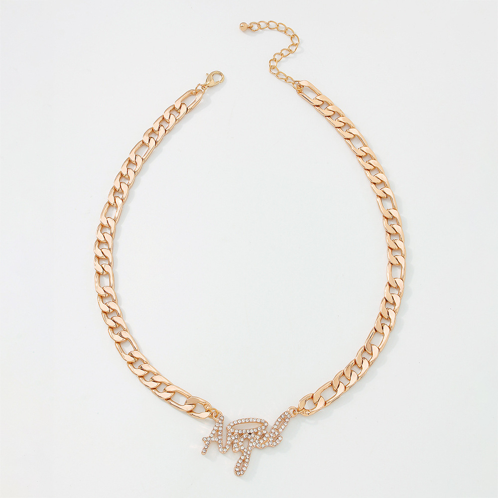 Fashion Thick Chain Necklace Simple Single Layer Necklace Full Rhinestone Retro Necklacepicture6
