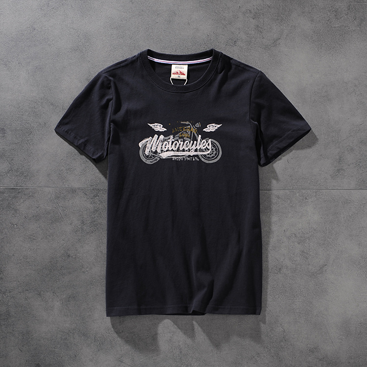 Modern banner spring/summer American retro click simple water wash print men's round-neck short-sleeved T-shirt M612 25