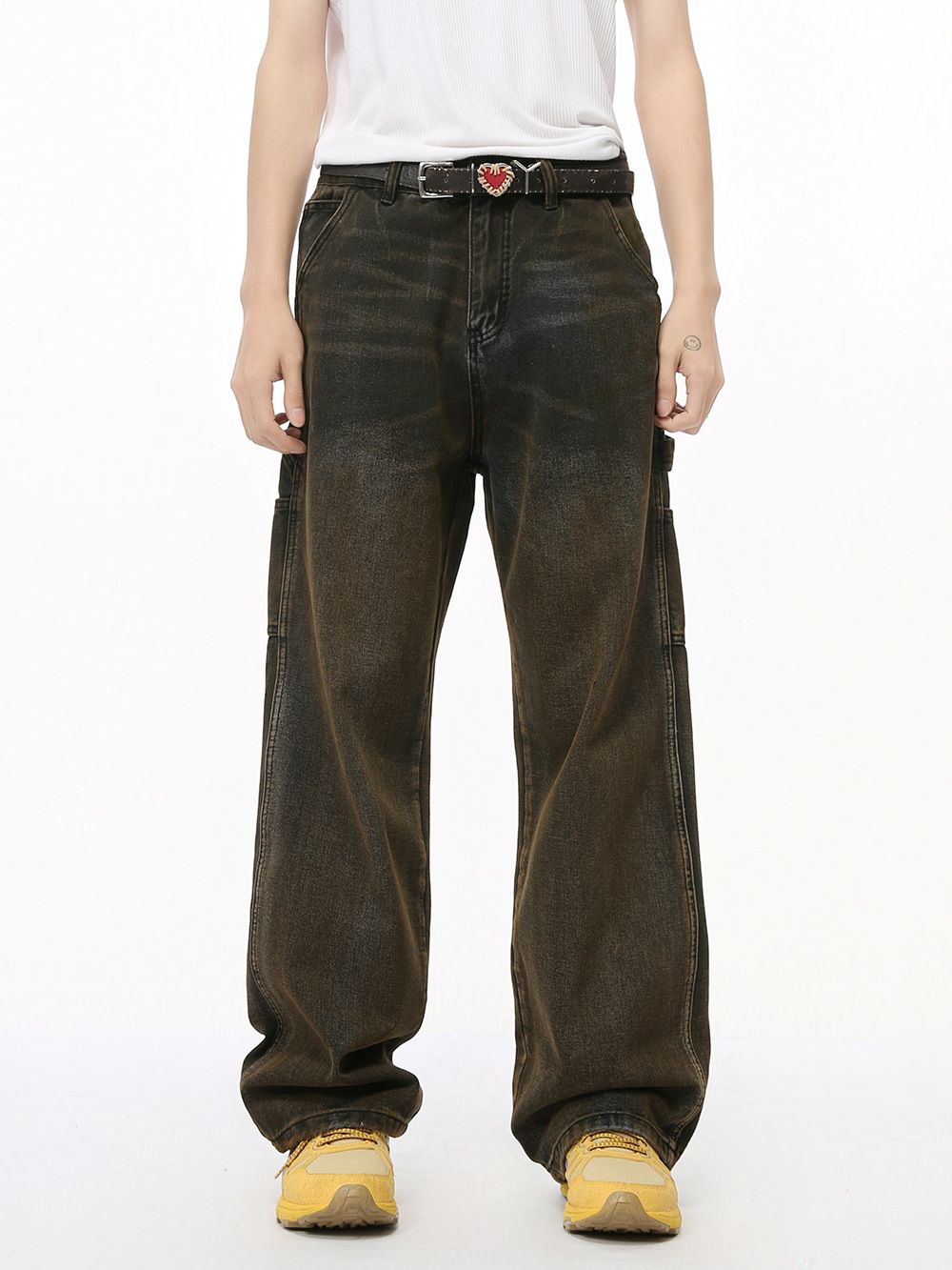 MTLCLOTHES Hombres| 2024 otoño nuevo producto americano High Street Retro herramientas jeans recto de moda casual