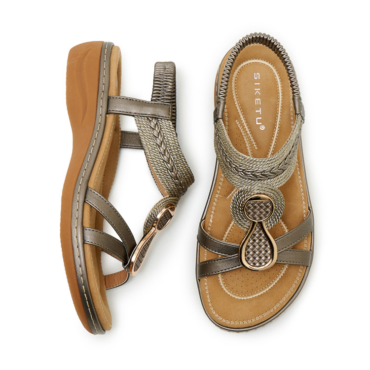 Sandal nữ đế xuồng cao gót 9 cm quai chéo bản to — Champagne màu, màu đen, màu xám chi tiết 30