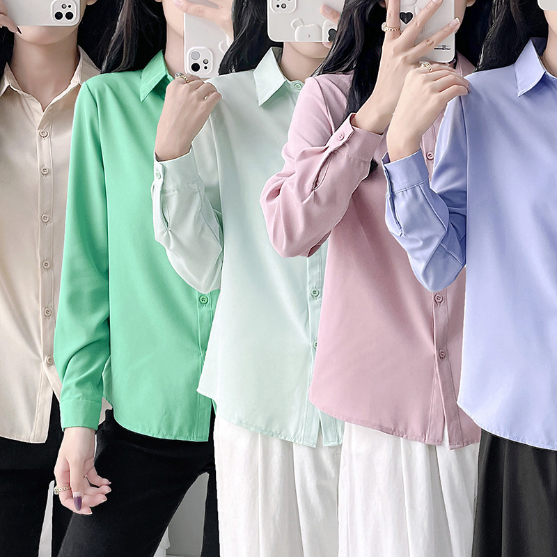 2026 Spring and Autumn New Trendy Women's Shirt, Korean Style, Straight Long Sleeve, Slimming, Versatile, Fashionable Color Top, Women's Outerwear