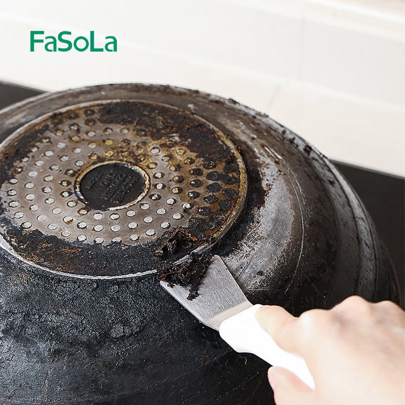 FaSoLa 접착제 제거 삽 주방 청소 삽 범위 후드 소용돌이 껍질 냄비 바닥 스테인레스 스틸 삽 칼 하우스 키핑 청소 도구