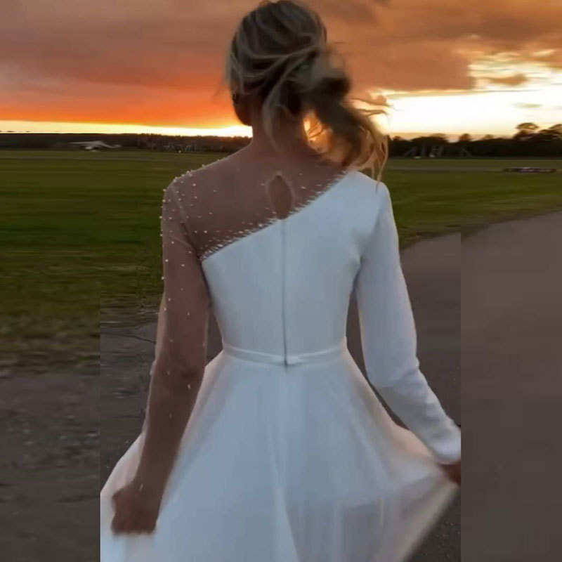 Vestido de novia de moda europeo y americano para comercio exterior en Amazon, AliExpress, Wish: Nuevo, sencillo, con efecto adelgazante, ideal para bodas y fiestas. image 2