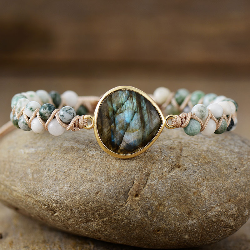 European and American Foreign trade new labradorite double-layer woven bohemian beaded friendship bracelet jewelry factory direct sales European and American Foreign trade new labradorite double-layer woven bohemian beaded friendship bracelet jewelry factory direct sales
