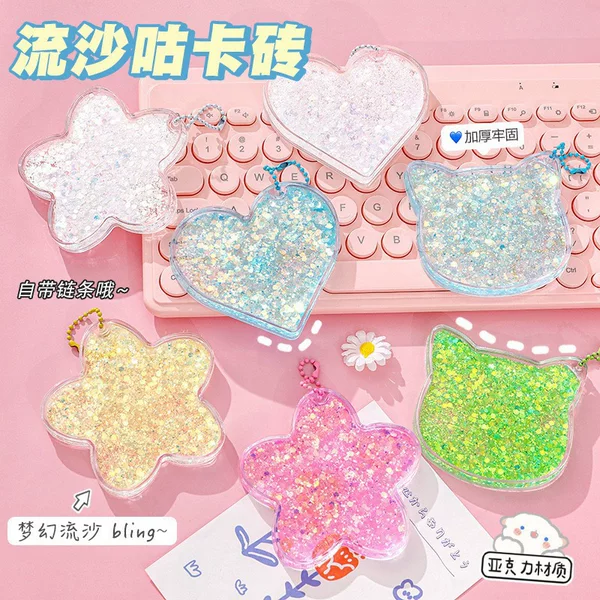 Transparent special-shaped quicksand goo card brick acrylic goo plate creative glitter goo plate handmade diy sticker quicksand card brick
