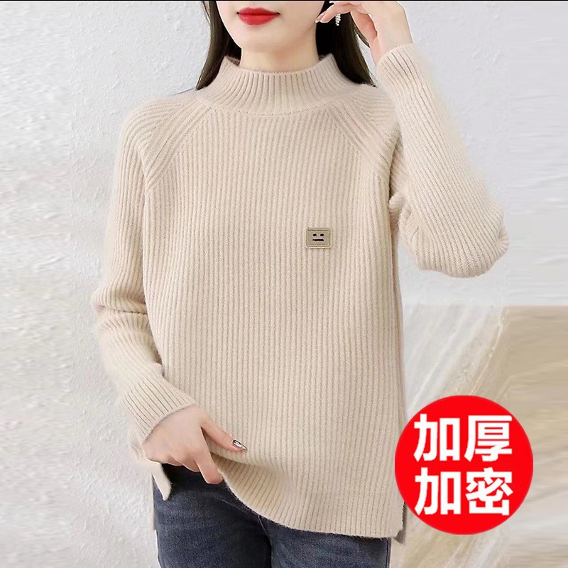 中年妈妈冬装针织衫2026新款加绒加厚妈妈装秋冬打底毛衣假两件衣，女装针织衫/毛衣，妃慕昵服饰