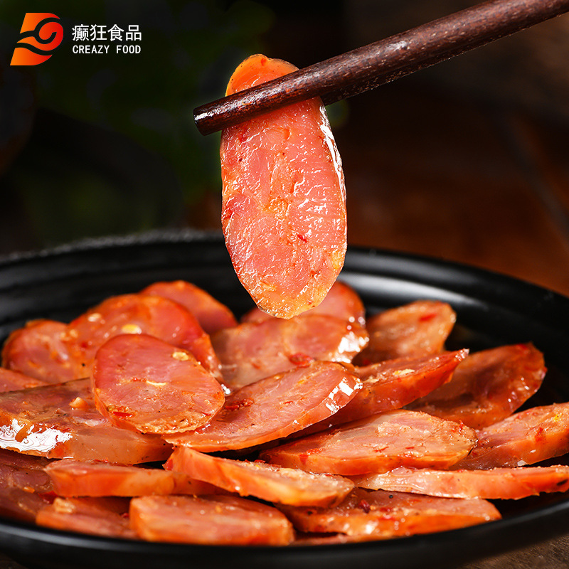 癫狂 四川麻辣香肠腊肠批发腊肉工厂直供广式广味香肠500克袋装|ru