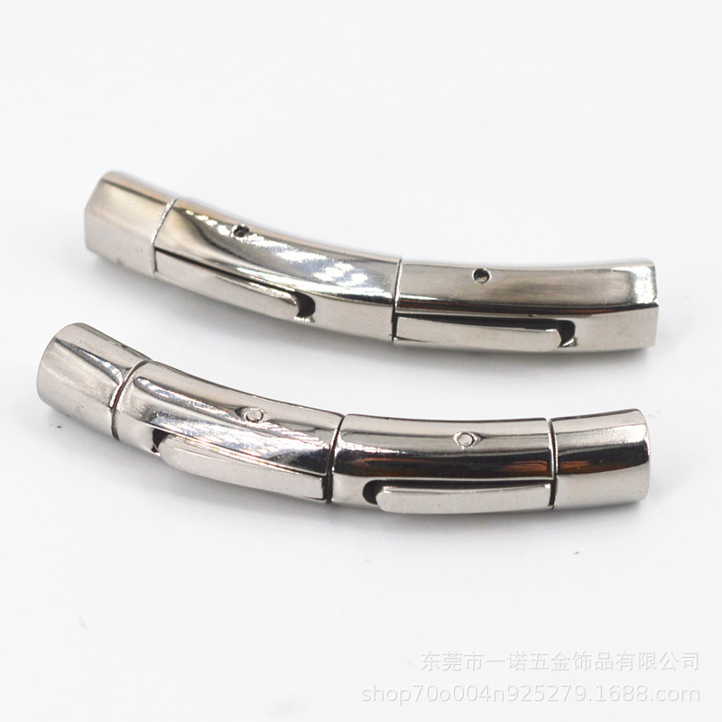 不锈钢双节按扣皮绳手链扣手链连接扣 不锈钢饰品配件DIY饰品绳扣