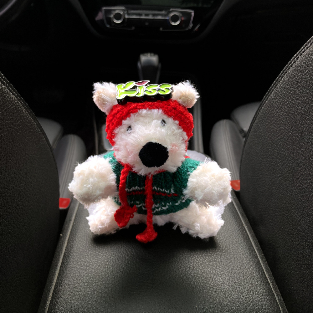 [Edición especial de Navidad] Decoración de coche de West Highland, accesorios de coche, pantalla de control central, decoración de pantalla de muñeca de fiesta