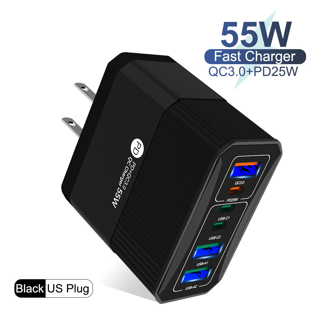 QC3.0+PD25W 6포트 미국 표준(베어메탈) 검정색