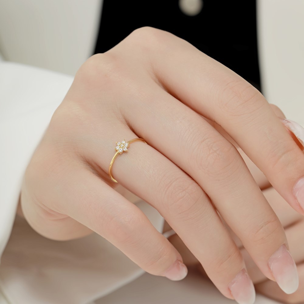 Fashion Snowflake Sterling Silver Plating Inlay Zircon Rings 1 Piece